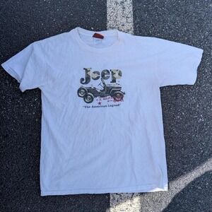 Jeep Mens Graphic T-Shirt White Large Military American Legend Camo Logo Tee